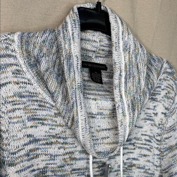 Preswick & Moore Sweater White & Green Cowl Neck w/ Pocket in Size 1X. NWT - Picture 8 of 14